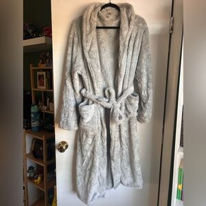 Luxurious Gray Plush Robe